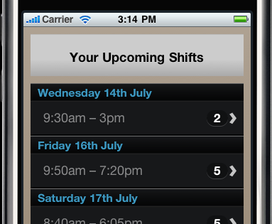 The WorkRoster Roster Mobile Site