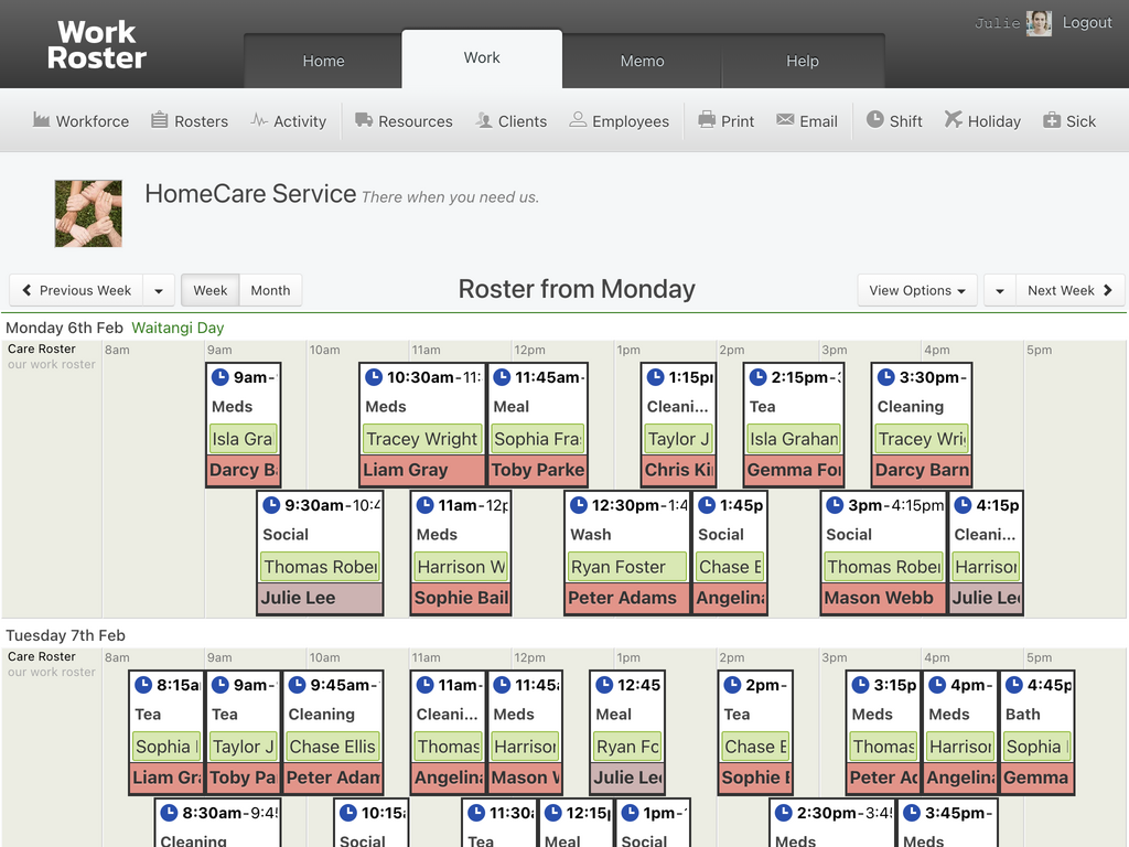 Home Care & Domiciliary Care Shift Roster Software - WorkRoster