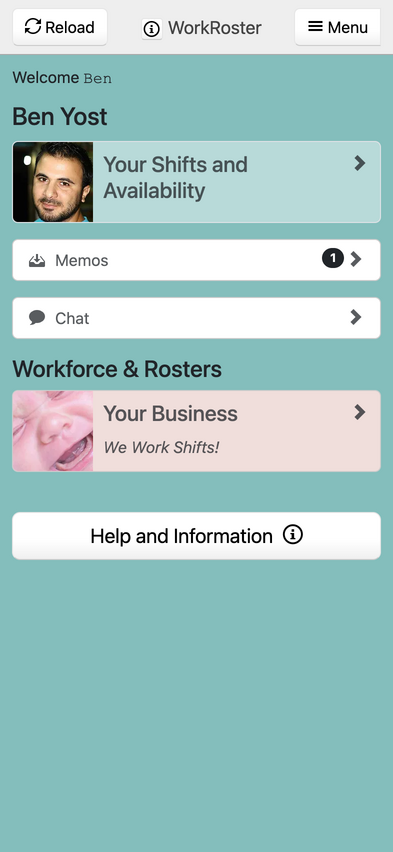 The WorkRoster mobile app