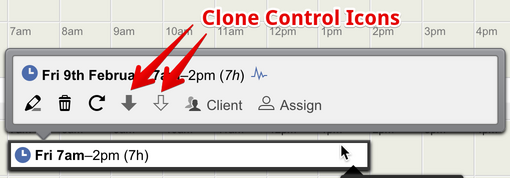 Clone Shift controls in the Shift Details box