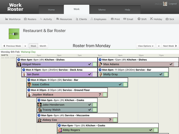 Restuarant and Bar Roster screenshot